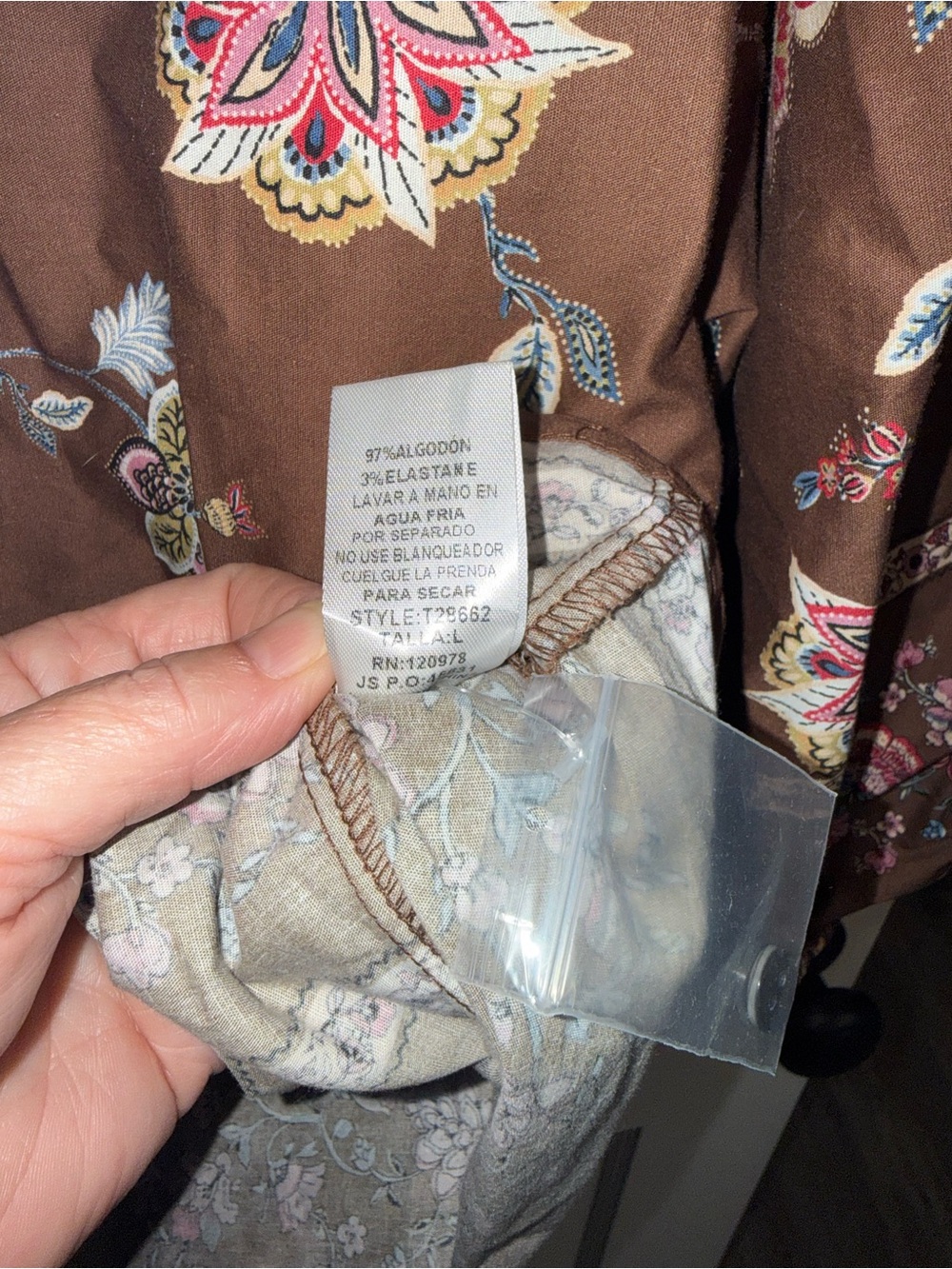 Entro Brown Floral Ruffle-Trim Peasant Blouse size large - Picture 5 of 9